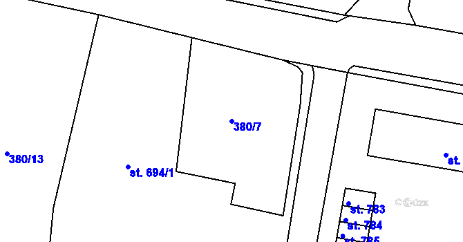 Parcela st. 380/7 v KÚ Benešov nad Ploučnicí, Katastrální mapa