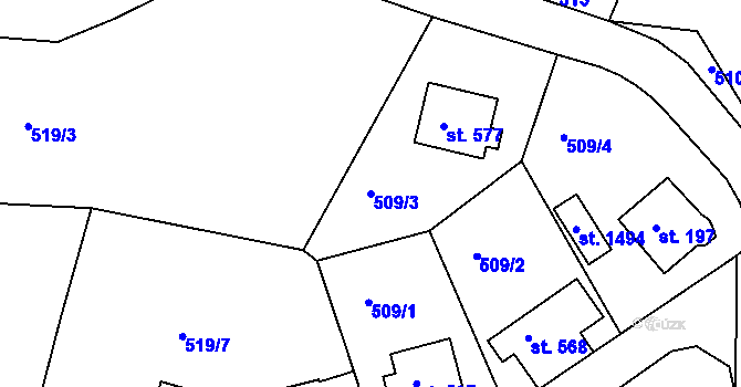 Parcela st. 509/3 v KÚ Benešov nad Ploučnicí, Katastrální mapa