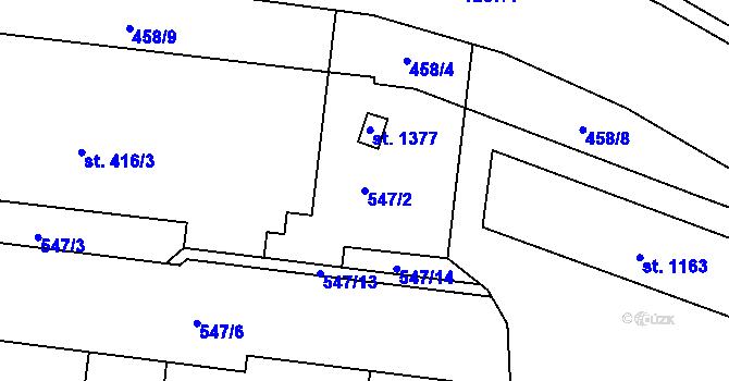 Parcela st. 547/2 v KÚ Benešov nad Ploučnicí, Katastrální mapa