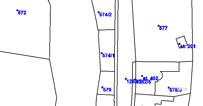 Parcela st. 574/1 v KÚ Benešov nad Ploučnicí, Katastrální mapa