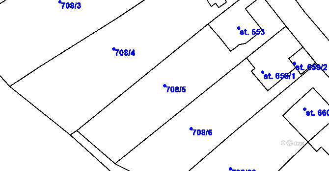 Parcela st. 708/5 v KÚ Benešov nad Ploučnicí, Katastrální mapa
