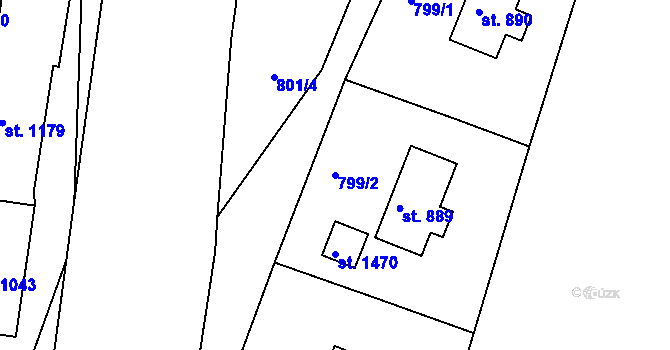 Parcela st. 799/2 v KÚ Benešov nad Ploučnicí, Katastrální mapa