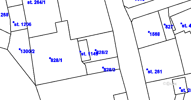 Parcela st. 828/2 v KÚ Benešov nad Ploučnicí, Katastrální mapa