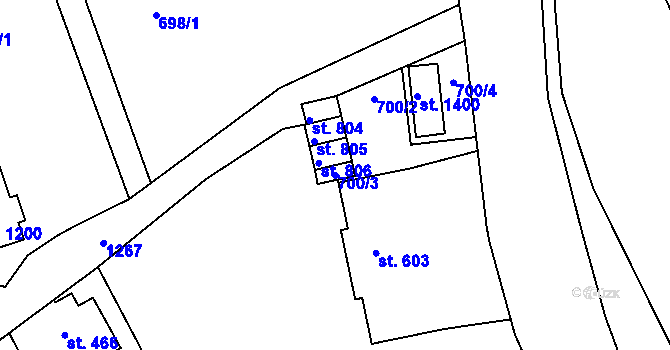 Parcela st. 700/3 v KÚ Benešov nad Ploučnicí, Katastrální mapa