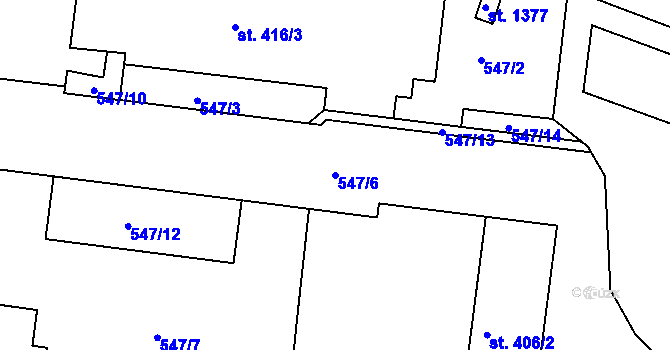 Parcela st. 547/6 v KÚ Benešov nad Ploučnicí, Katastrální mapa