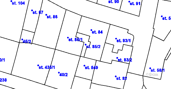 Parcela st. 85/2 v KÚ Benešov nad Ploučnicí, Katastrální mapa