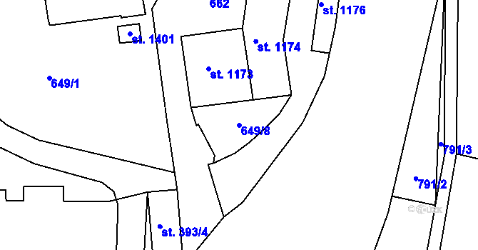 Parcela st. 649/8 v KÚ Benešov nad Ploučnicí, Katastrální mapa