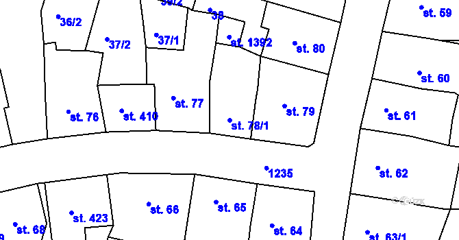 Parcela st. 78/1 v KÚ Benešov nad Ploučnicí, Katastrální mapa