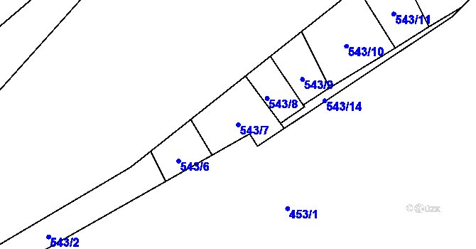 Parcela st. 543/7 v KÚ Benešov nad Ploučnicí, Katastrální mapa