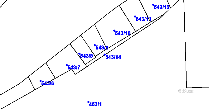 Parcela st. 543/14 v KÚ Benešov nad Ploučnicí, Katastrální mapa