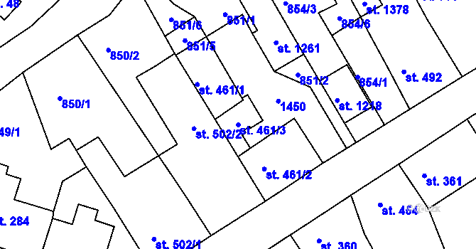 Parcela st. 461/3 v KÚ Benešov nad Ploučnicí, Katastrální mapa