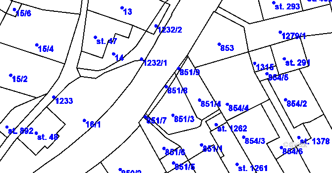 Parcela st. 851/8 v KÚ Benešov nad Ploučnicí, Katastrální mapa