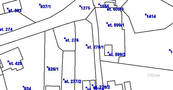Parcela st. 278/1 v KÚ Benešov nad Ploučnicí, Katastrální mapa