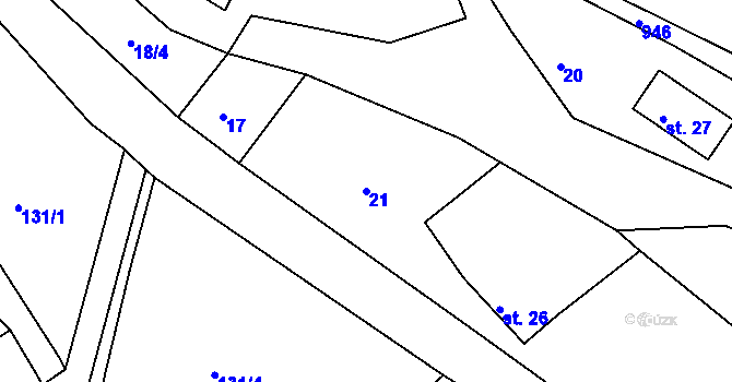 Parcela st. 21 v KÚ Ovesná, Katastrální mapa