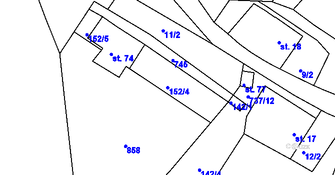 Parcela st. 152/4 v KÚ Ovesná, Katastrální mapa
