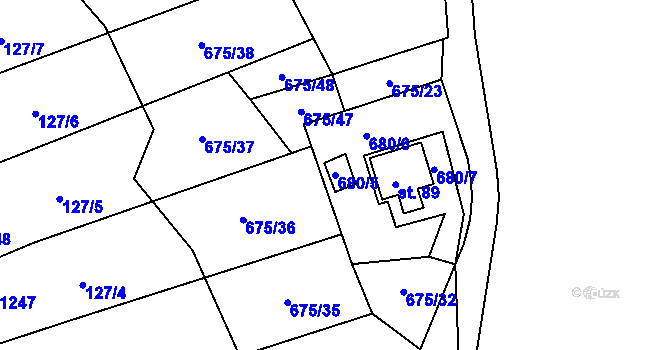Parcela st. 680/5 v KÚ Ovesná, Katastrální mapa