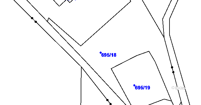 Parcela st. 695/18 v KÚ Ovesná, Katastrální mapa