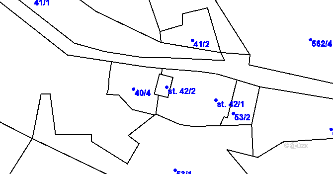 Parcela st. 42/2 v KÚ Ovesná, Katastrální mapa