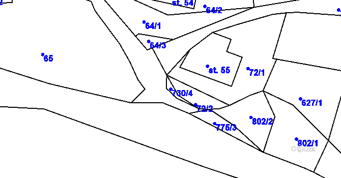 Parcela st. 730/4 v KÚ Ovesná, Katastrální mapa