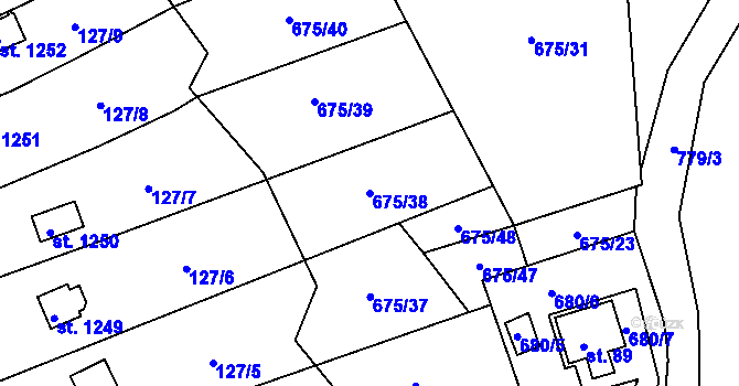 Parcela st. 675/38 v KÚ Ovesná, Katastrální mapa