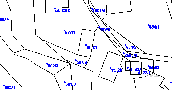 Parcela st. 21 v KÚ Benešov u Semil, Katastrální mapa