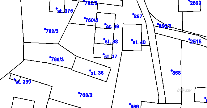 Parcela st. 37 v KÚ Benešov u Semil, Katastrální mapa