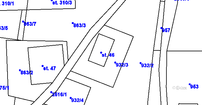 Parcela st. 46 v KÚ Benešov u Semil, Katastrální mapa