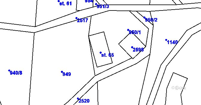 Parcela st. 65 v KÚ Benešov u Semil, Katastrální mapa