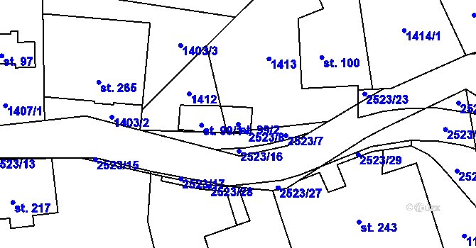 Parcela st. 99/2 v KÚ Benešov u Semil, Katastrální mapa