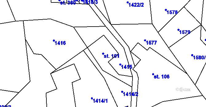 Parcela st. 101 v KÚ Benešov u Semil, Katastrální mapa