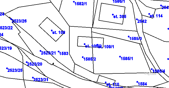 Parcela st. 109/2 v KÚ Benešov u Semil, Katastrální mapa