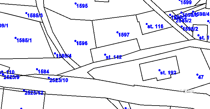 Parcela st. 112 v KÚ Benešov u Semil, Katastrální mapa