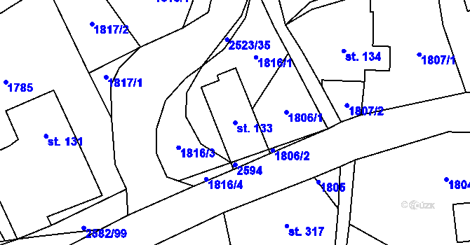 Parcela st. 133 v KÚ Benešov u Semil, Katastrální mapa