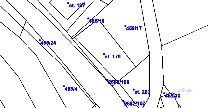 Parcela st. 179 v KÚ Benešov u Semil, Katastrální mapa