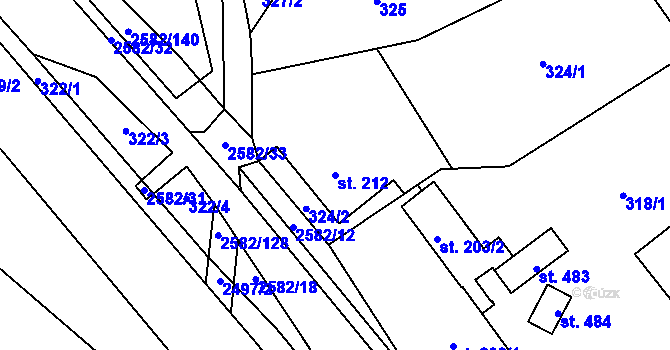 Parcela st. 212 v KÚ Benešov u Semil, Katastrální mapa