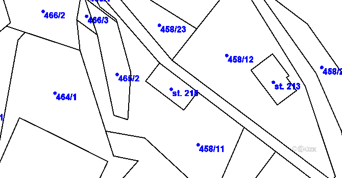 Parcela st. 215 v KÚ Benešov u Semil, Katastrální mapa