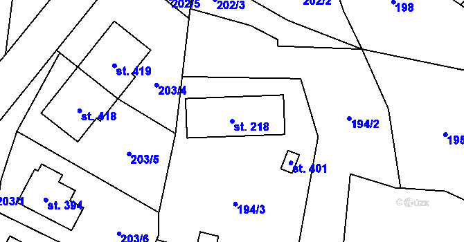 Parcela st. 218 v KÚ Benešov u Semil, Katastrální mapa