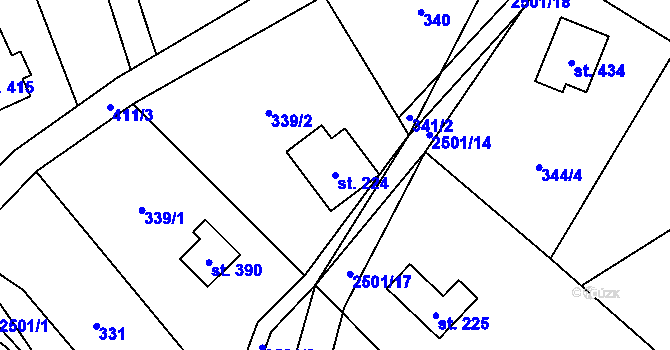 Parcela st. 224 v KÚ Benešov u Semil, Katastrální mapa