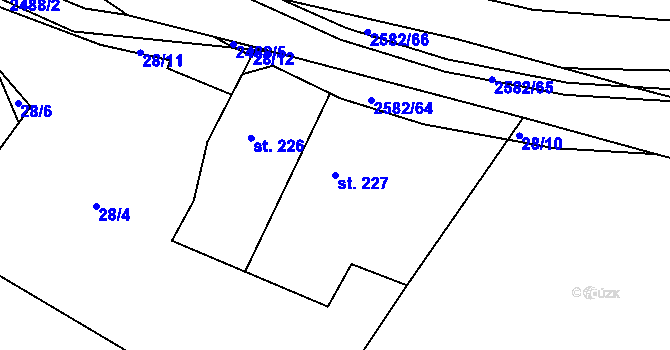 Parcela st. 227 v KÚ Benešov u Semil, Katastrální mapa