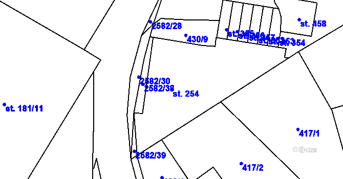 Parcela st. 254 v KÚ Benešov u Semil, Katastrální mapa