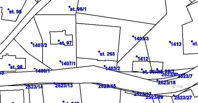 Parcela st. 265 v KÚ Benešov u Semil, Katastrální mapa