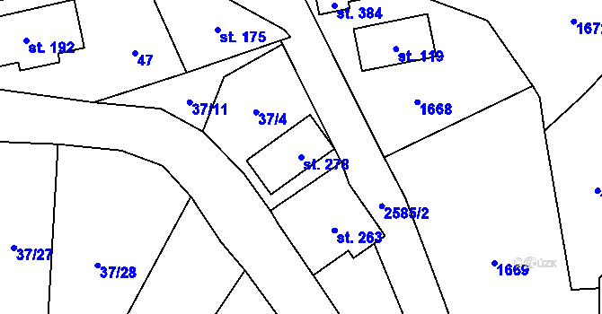 Parcela st. 278 v KÚ Benešov u Semil, Katastrální mapa