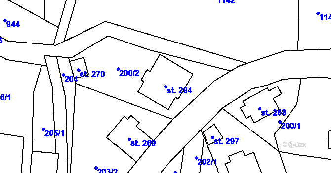 Parcela st. 284 v KÚ Benešov u Semil, Katastrální mapa