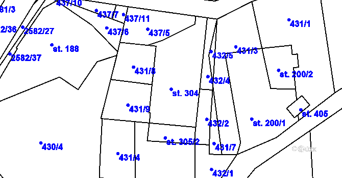 Parcela st. 304 v KÚ Benešov u Semil, Katastrální mapa