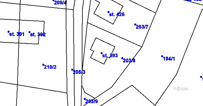 Parcela st. 393 v KÚ Benešov u Semil, Katastrální mapa