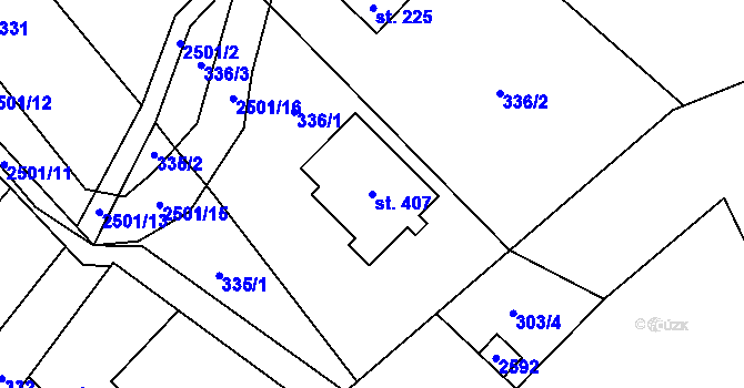 Parcela st. 407 v KÚ Benešov u Semil, Katastrální mapa