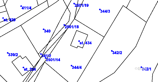 Parcela st. 434 v KÚ Benešov u Semil, Katastrální mapa