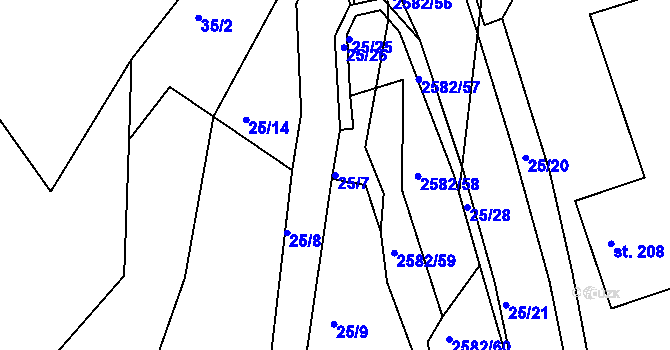 Parcela st. 25/7 v KÚ Benešov u Semil, Katastrální mapa