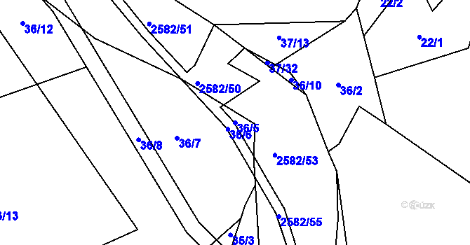 Parcela st. 36/5 v KÚ Benešov u Semil, Katastrální mapa
