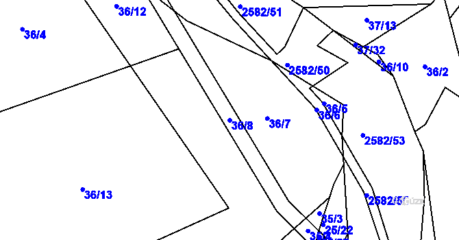 Parcela st. 36/8 v KÚ Benešov u Semil, Katastrální mapa